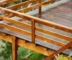 build a deck in above ground pool with simple railing
