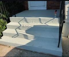 blue stone on top of steps and paint wall - driveway