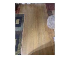 remove carpet, fix some, sand, stain, poly