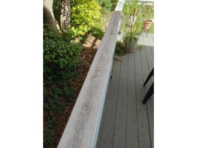 sand all railing and wash the platform with soap